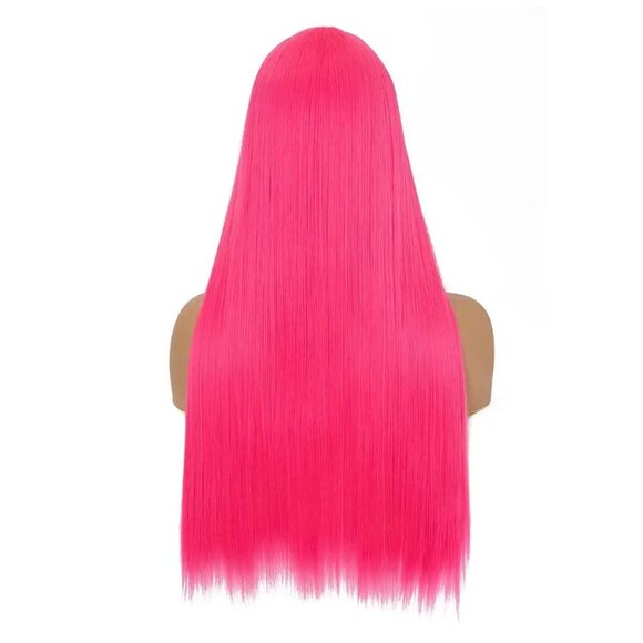 Hot Pink Straight Lace Wig - Picture 1 of 3
